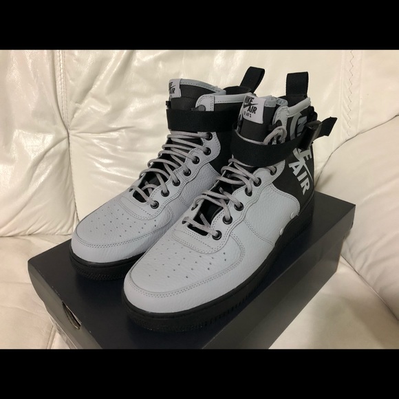 Nike SF AF1 Air Force One Mid Wolf Grey Black New - Picture 2 of 6